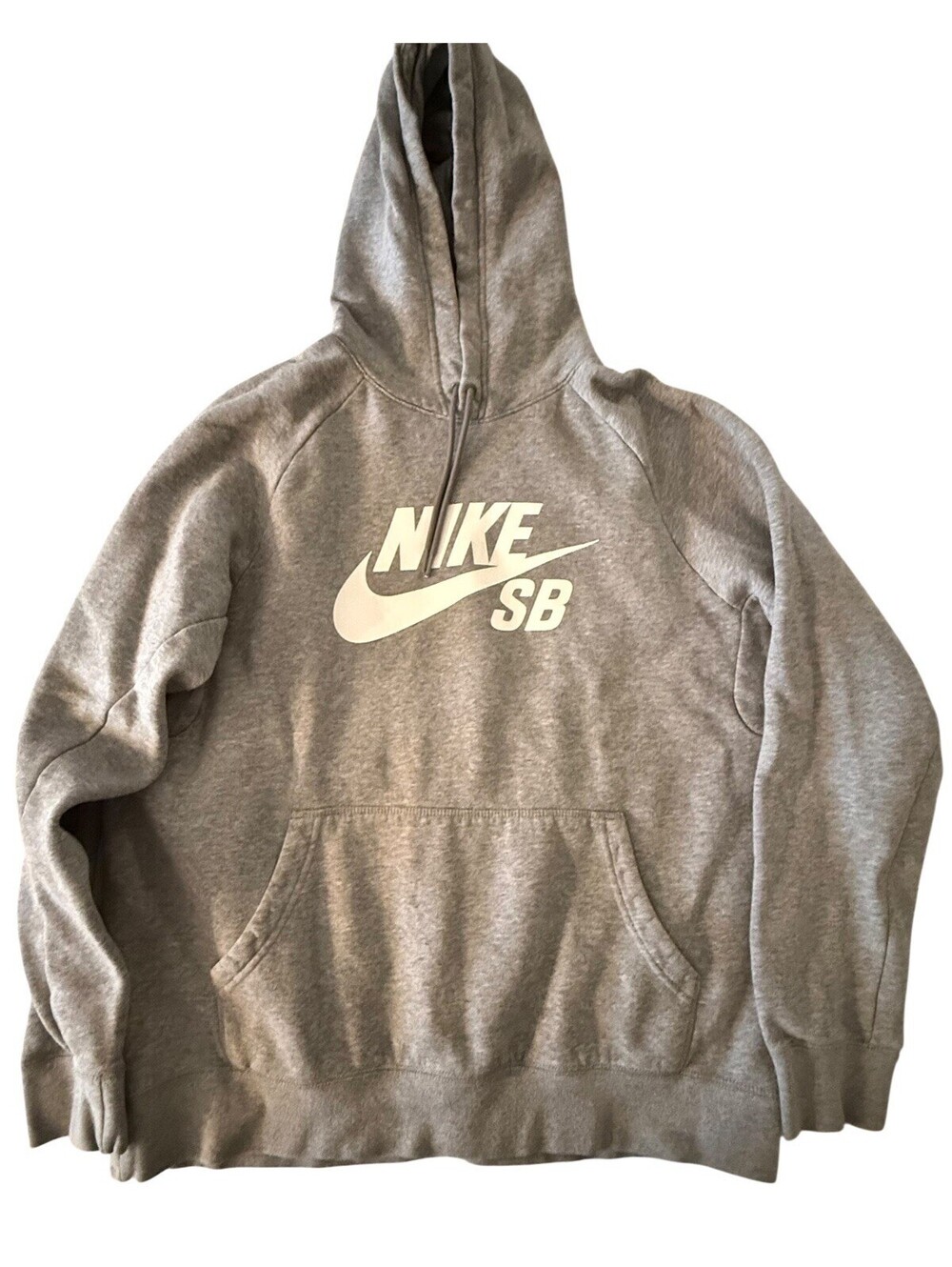 Nike SB Hoodie Mens XL Gray Fleece Pullover Graphic Pockets Skateboarding